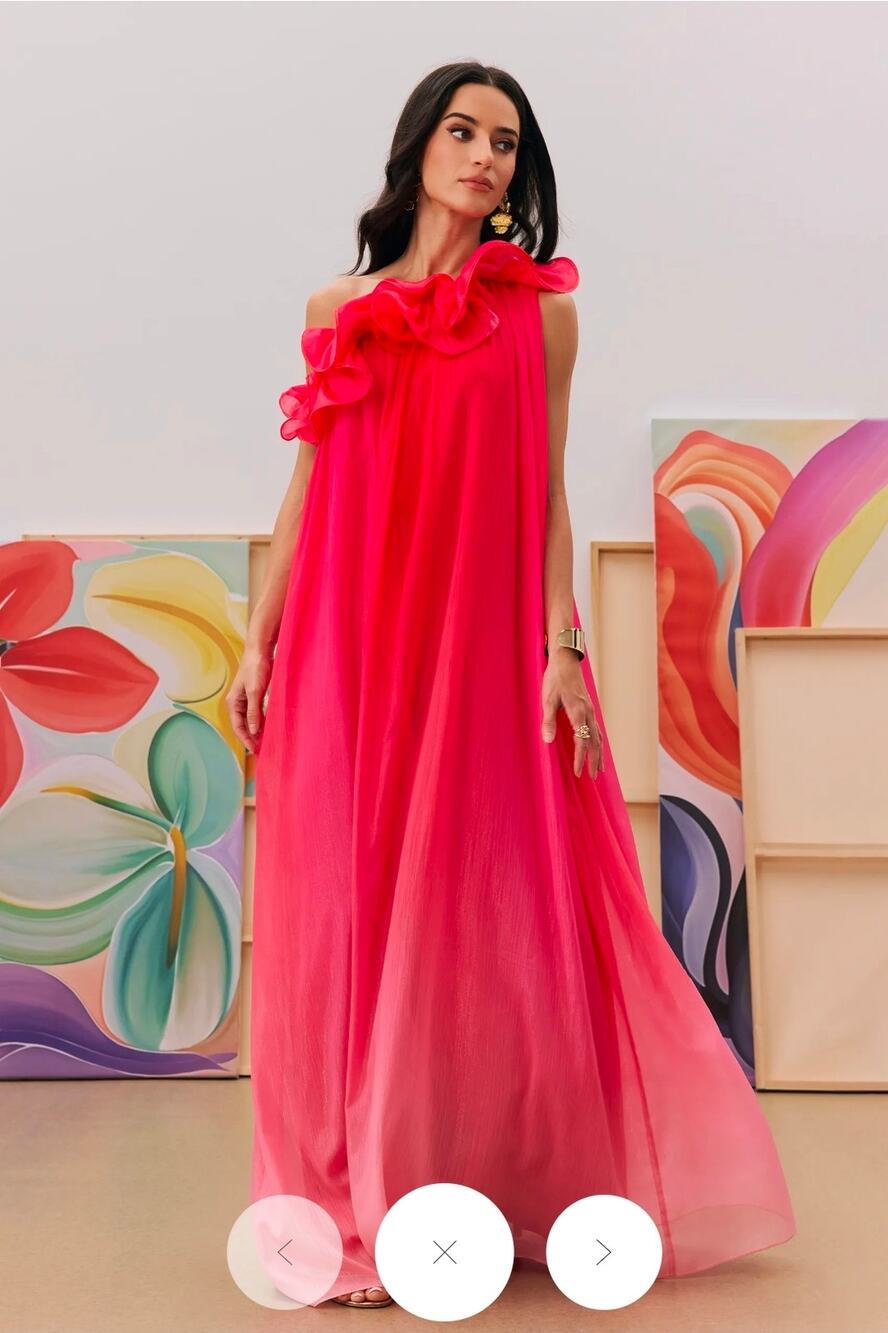 Sunfere Fiona One Shoulder Gradient ombre Maxi Dress sz medium new with tags